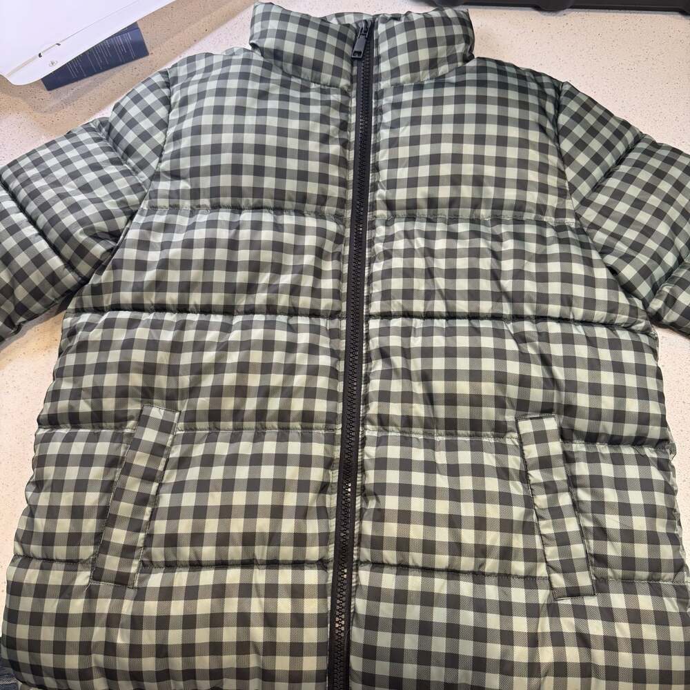 Rebecca Minkoff Gingham Check Stand Collar Puffer Jacket